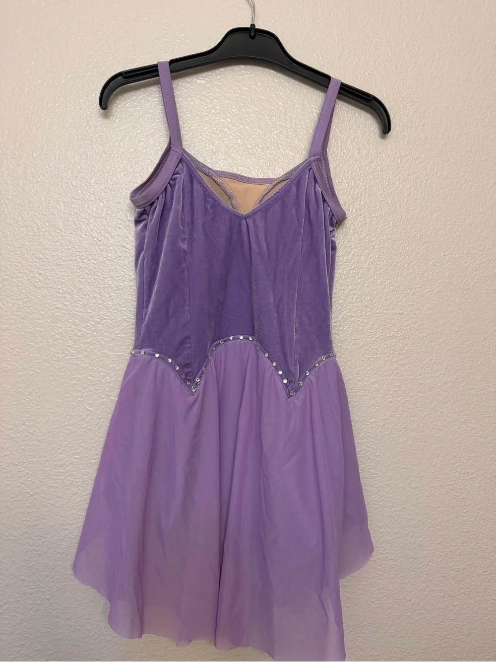 WEISSMAN solo Dance Costume lavender velvet rhinestone custom 17684 SA